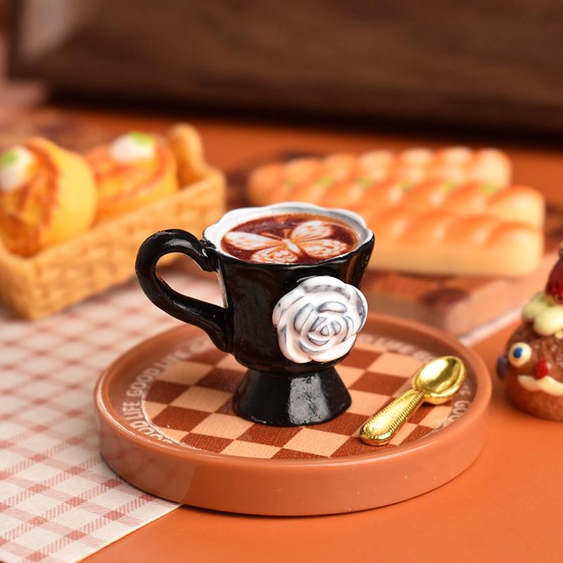 3 шт./набор миниатюрных кукольных домиков с розами, кофейные чашки, напитки, кухня, еда для кукол, аксессуары, игрушка для девочек