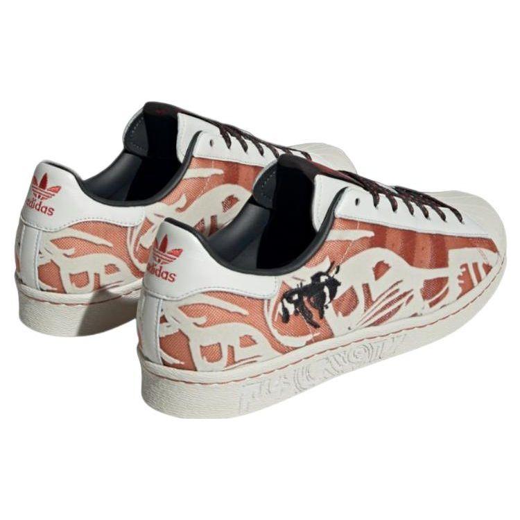 adidas Оригиналы Han Meilin X Superstar 80S Кроссовки унисекс из уродливой коровьей кожи с низким верхом Белые Красные ID4378