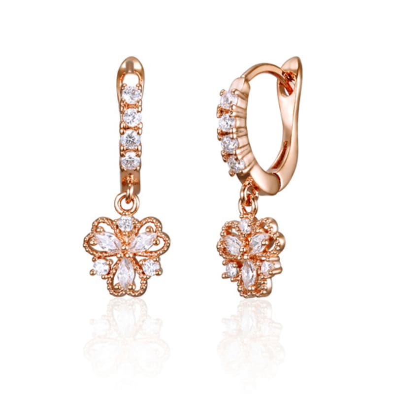 Ювелирные изделия ELLE Позолоченные серьги-кольца с подвеской в виде цветка, застежка в одно касание ELGPEE536