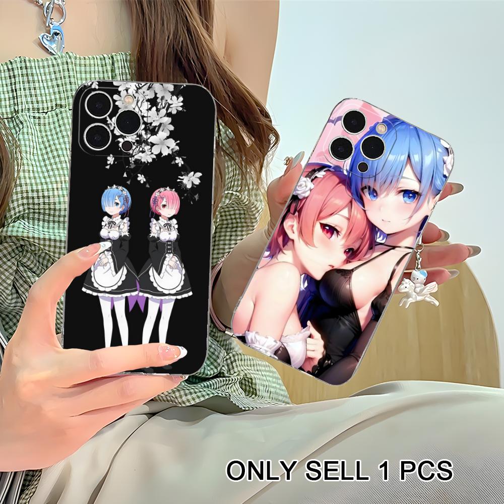 Прозрачный силиконовый чехол ReZero Rem Ram для iPhone 17 16 15 14 13 12 11 X XR XS Air Pro Max Plus Mini Цветной чехол