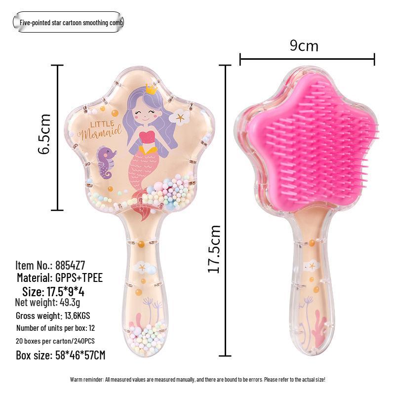 Pentagram Cartoon Magic Comb: Transparent, Anti-Tangle, Portable Hair Smoothing Comb for Kids