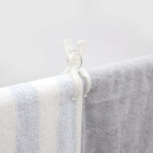 Towa Sangyo Heavy-Duty Neosul Wide Pole Clothespins, White/Blue, Approx. 4.4 X 3.4 X 9cm, Pack of 10