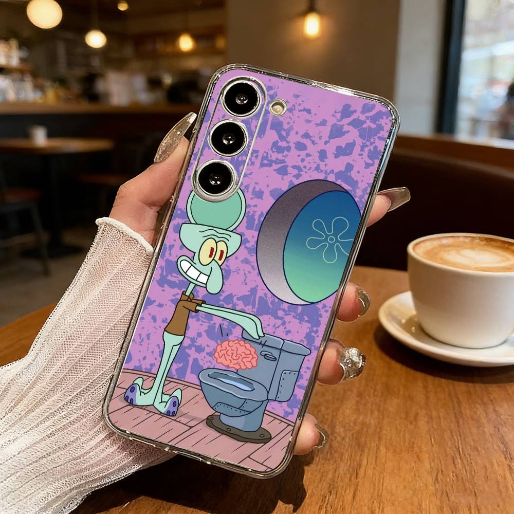 Animation S-Sponge B-Bob Phone Case For Samsung S25,S24,S21,S22,S23,S30,Ultra,S20,Plus,Fe,Lite Transparent Cover