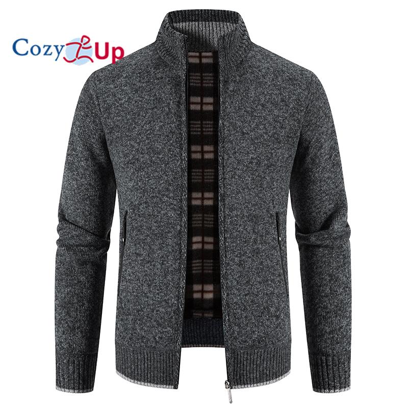 Cozy up мужской маленький воротник-стойка плюс бархатный утолщенный трикотажный кардиган свитер куртка