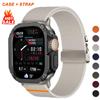 Чехол+Ремешок для Apple Watch Ultra 49мм 10 9 8 7 46мм 2 в 1 Защитный чехол-броня Нейлоновый браслет для IWatch Series6 SE 5 4 3