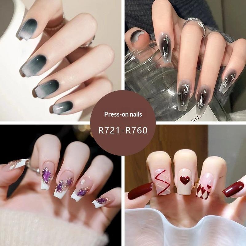 Love Sweet Girl Temperament Nail Art ins Minimalist Style White Fake Nails No Carving and Grinding Finished Products Wear Nail