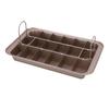 18 Slot Brownie Pan with Divider Non Stick Carbon Steel Square Cake Mold Grip Handle Square Shape Baking Tray with Slicer