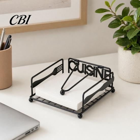 Lightweight Metal Paper Towel Holder Iron Napkin Holder, CUISINE Letters Design, with Weighted Arm, Cutlery Decoration Durable Organizer, for Kitchen