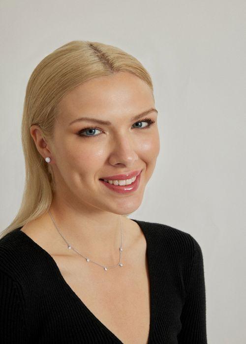 Boucles d'oreilles Luxenter Argent 925 avec perle blanche finition en rhodiée Hauteur 7,3 mm - Basic