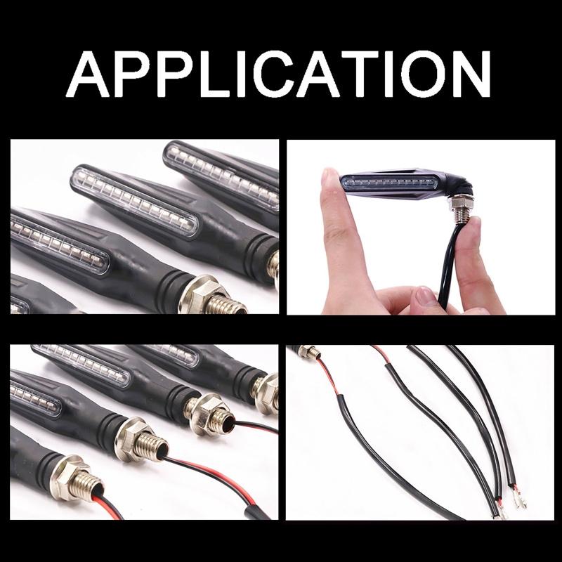 2 шт., 24 светодиода, универсальный индикатор для мотоцикла, плавный указатель поворота, гибкий мигающий тормоз/дневной бег