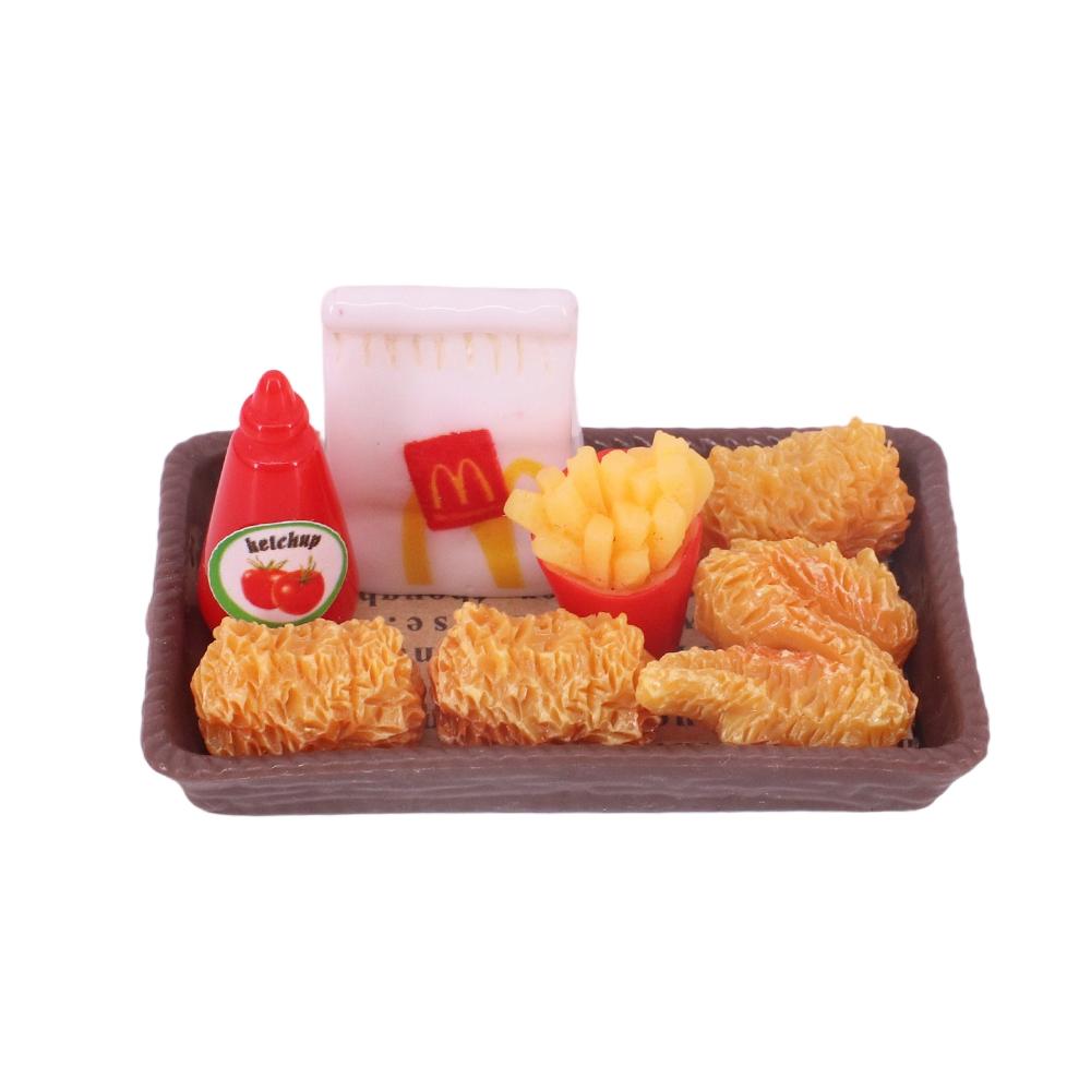 Миниатюрные аксессуары для куклы Лабубу 17 см, мини-мультяшная модель, набор жареной курицы, набор хлеба, торта, десертов, подарок для кукольного домика, игрушка для девочки