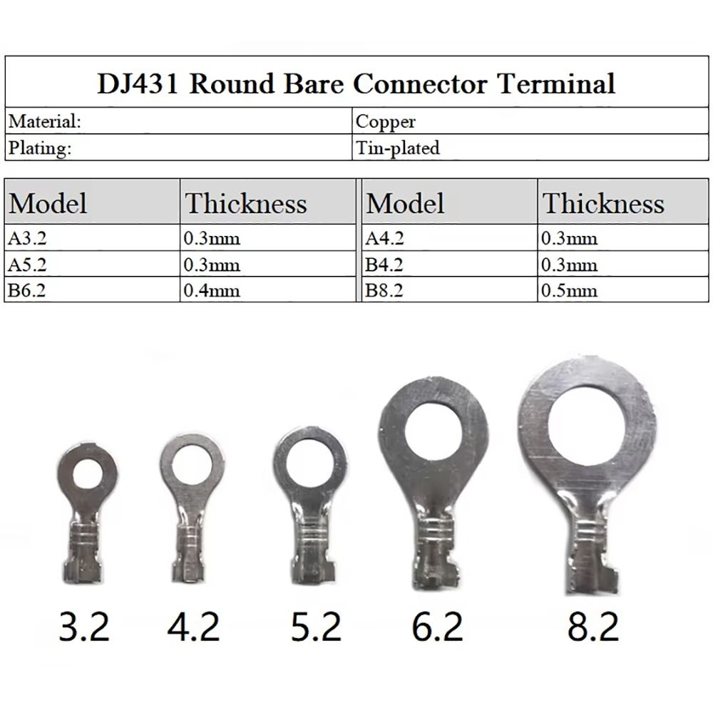 100 шт. Луженые кольцевые наконечники M3/M4/M5/M6/M8 Проводной соединитель Новый клеммный блок DJ431
