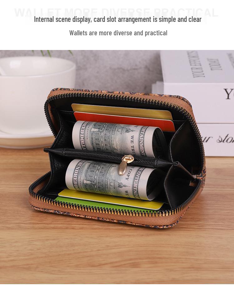 Ретро кошелек в богемном стиле с текстурой дерева: Многофункциональная маленькая женская сумка-картхолдер