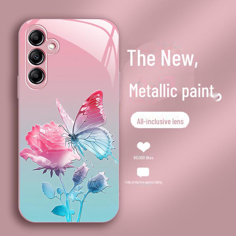 Чехол Galaxy A-Series All-Inclusive Gradient Butterfly Flower Rose для A21S, A23, A31, A52S, A70, A72