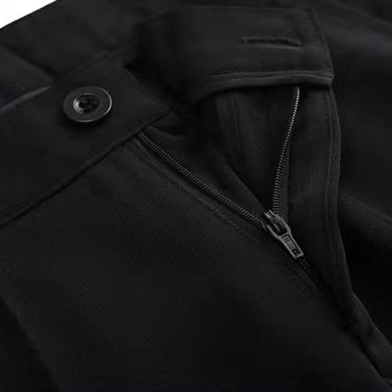 Women Suit Pants Mid-rise Button Zipper Fly Solid Color Suit Trousers with Pockets Straight Regular Fit Dress Pants