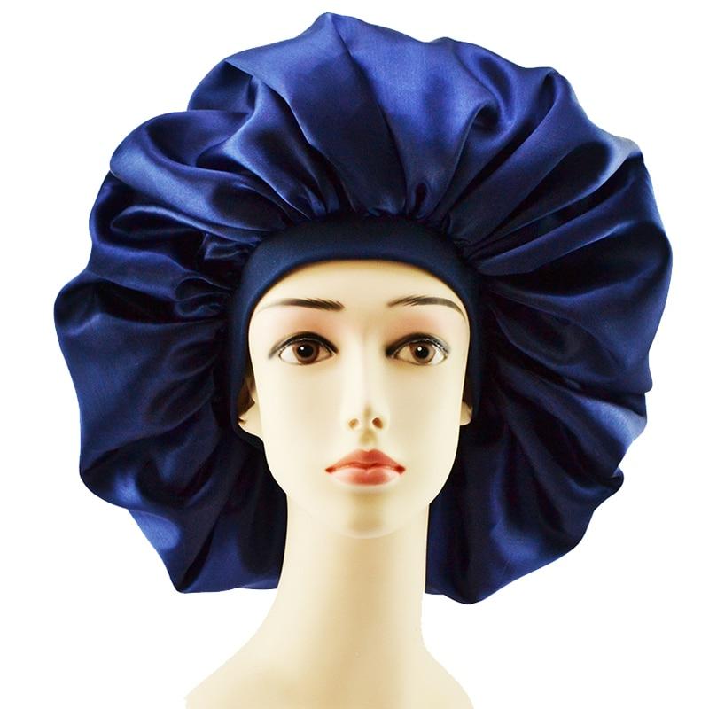 Шелковый спальный колпак большого размера, ночная шапка, атласный головной убор для ухода за вьющимися волосами, женский уход за красотой