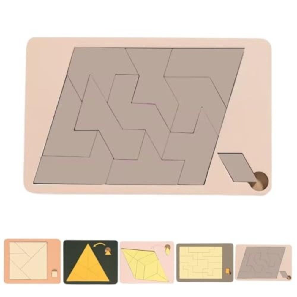 Irregular Shape Wooden Block Puzzle Colorful Brain Teaser Game Geometric Puzzles Educational Toys