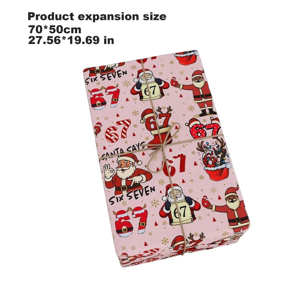 Christmas Gift Wrapping Paper Sheets 70x50cm Funny Santa Claus Pattern Gift Packaging Paper Roll For Wedding Party Decoration
