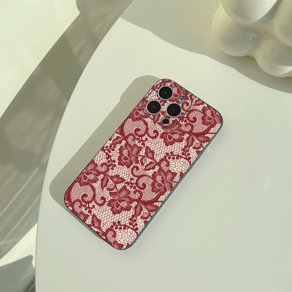 Чехол для телефона с принтом L-Lace для iPhone 17,16,15,14,13,12,11 Pro Max, Легкий и практичный Мягкий черный чехол