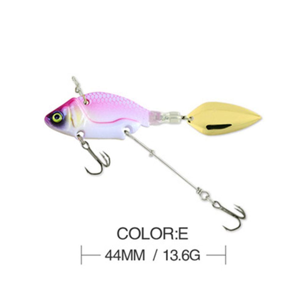 44mm/13.6g Spoon Metal Sequin Vibration Treble Hook VIB Lure Wobblers Crankbaits Metal Fishing Bait