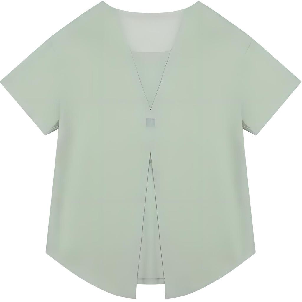 Decathlon Свободная быстросохнущая однотонная футболка женская травянисто-зеленая