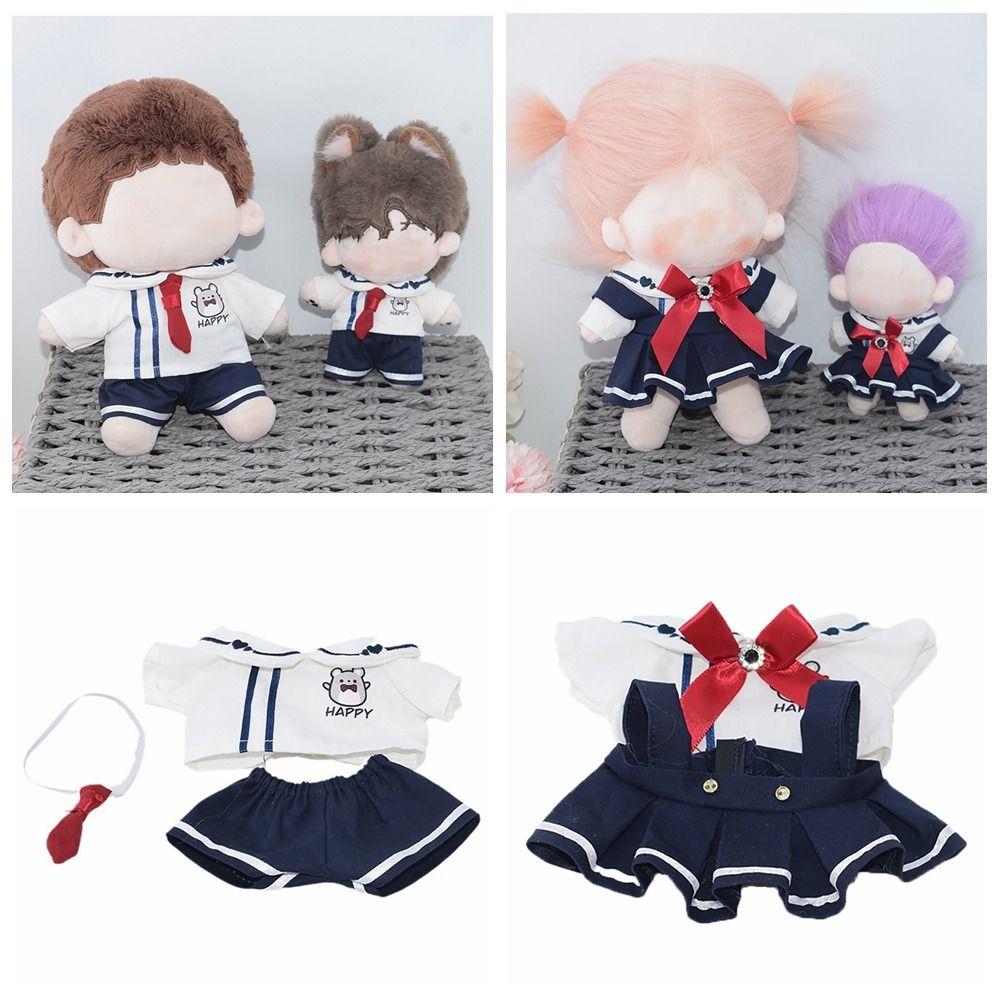 Одежда для куклы 10/20 см, белая и темно-синяя блузка, костюм с юбкой, подарочный комплект, рубашка, брюки, хлопковая мягкая кукла