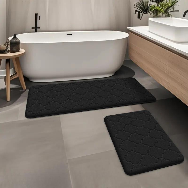 2pcs Thickened Long Absorbent Bathtub Mat Bathroom Dirt-resistant Non-slip Soft Floor Mat Toilet Door Mat Entrance Mat