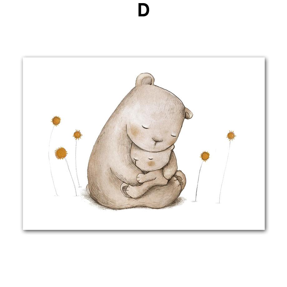 Медведь Слон Кенгуру Кролик Птица Улитка Настенная Живопись Холст Картины Скандинавские Плакаты И Принты Настенные Картины Животные Декор Детской Комнаты