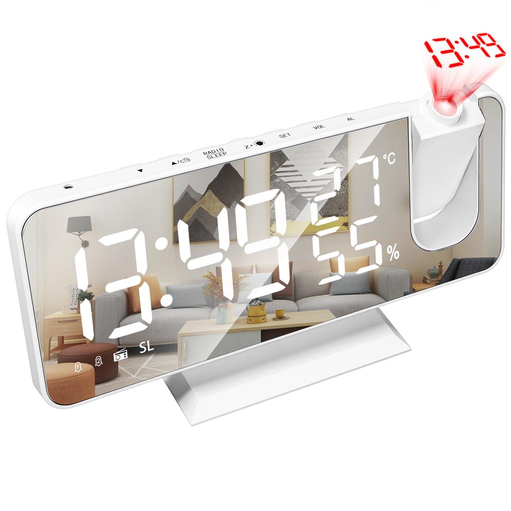 Digital Projection Alarm Clock Large LED Screen Alarm Clock Radio Loud Dual Alarm Clock for Heavy