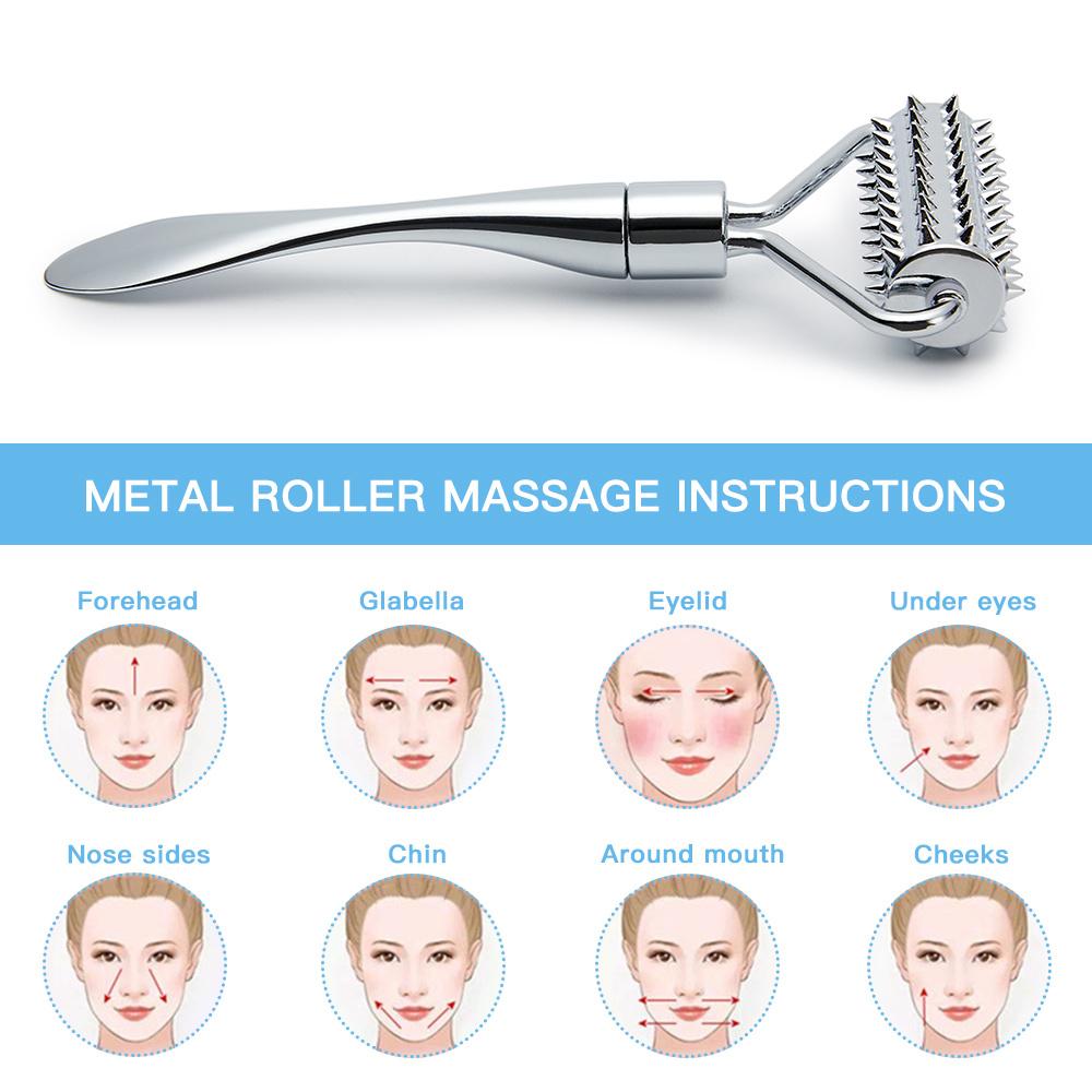Premium Stainless Steel Facial Massage Roller Set - Deep Tissue Massage Tool for Face, Body, and SPA Care - Acupressure Massager