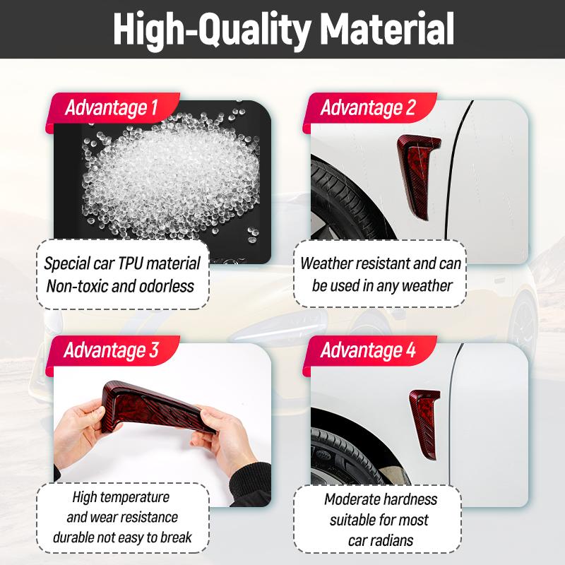 1 Pair Car Side Vent Trim Left Right Car Mudguard Side Air Vent Cover Sticker Decor Sport Red TPU Shark Gilles Trim