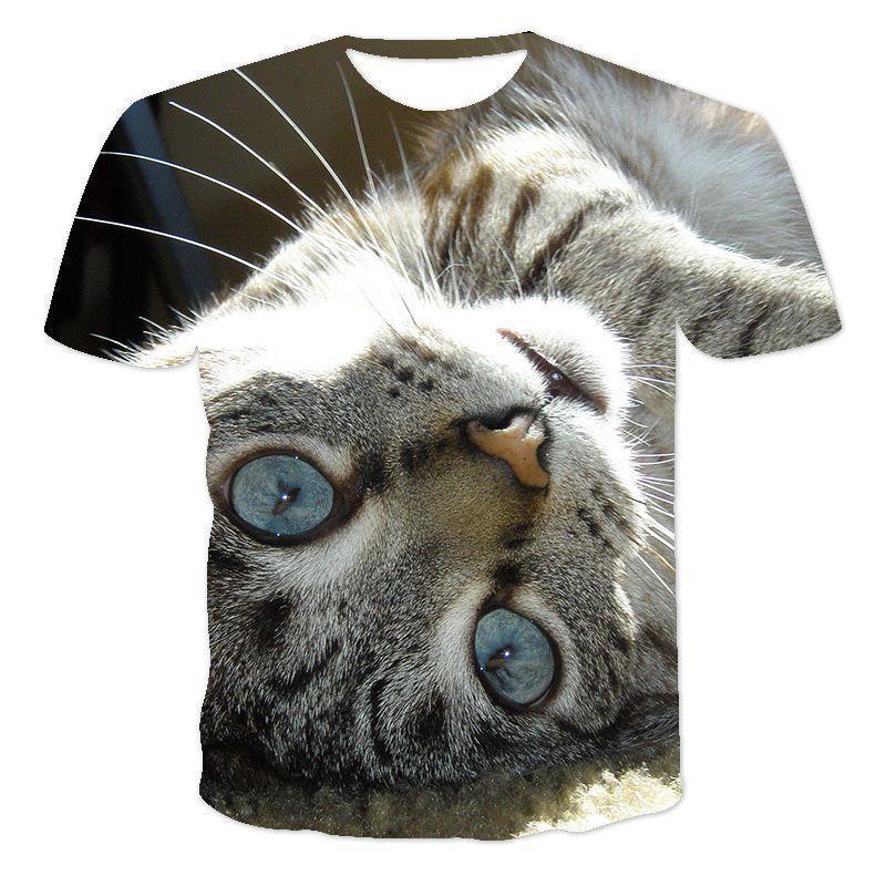 Women's Summer T-shirt Summer Cute Cat 3D Digital Printed T-shirt
