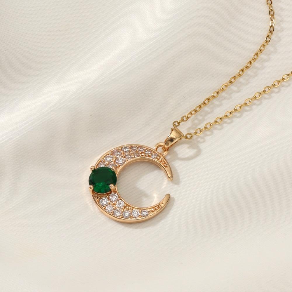 1 шт. модные ожерелья с подвеской в виде луны из циркона для женщин, ожерелье из нержавеющей стали золотого цвета, ювелирные изделия, аксессуары для вечеринок