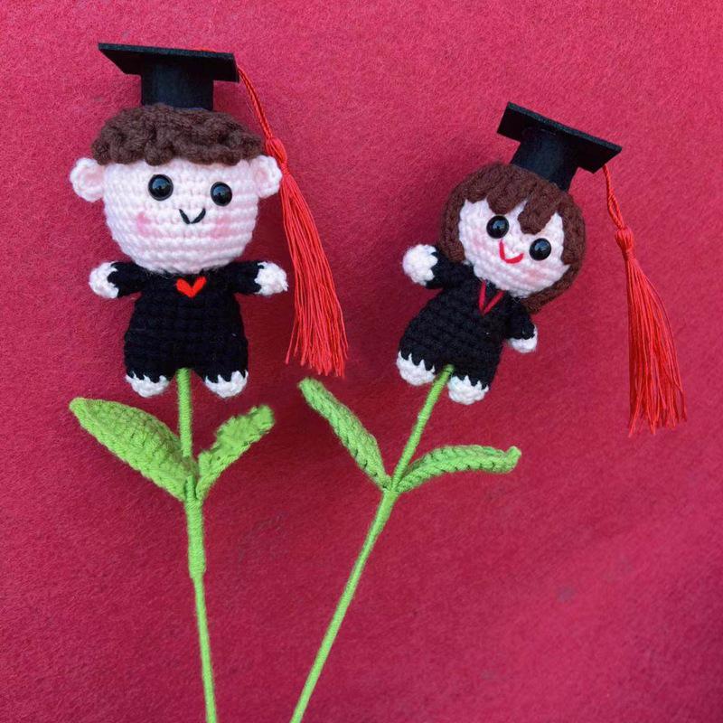 Выпускной сезон Докторская шляпа Мультяшная кукла Креативный вязаный крючком реквизит для фотосессии ручной работы DIY Подарок