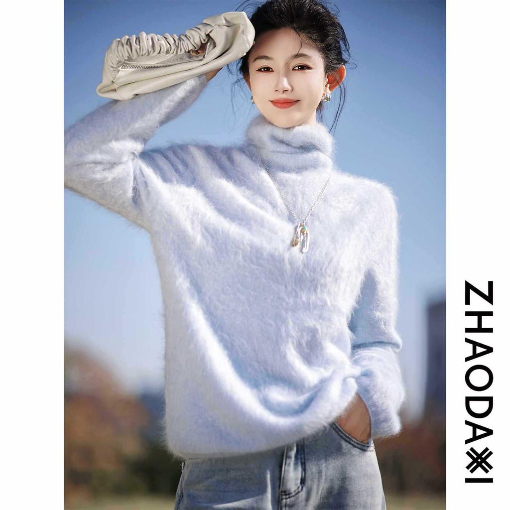 Cashmere Mulberry Silk Fur Brushed High Neck Sweater for Women - 2026 Series.