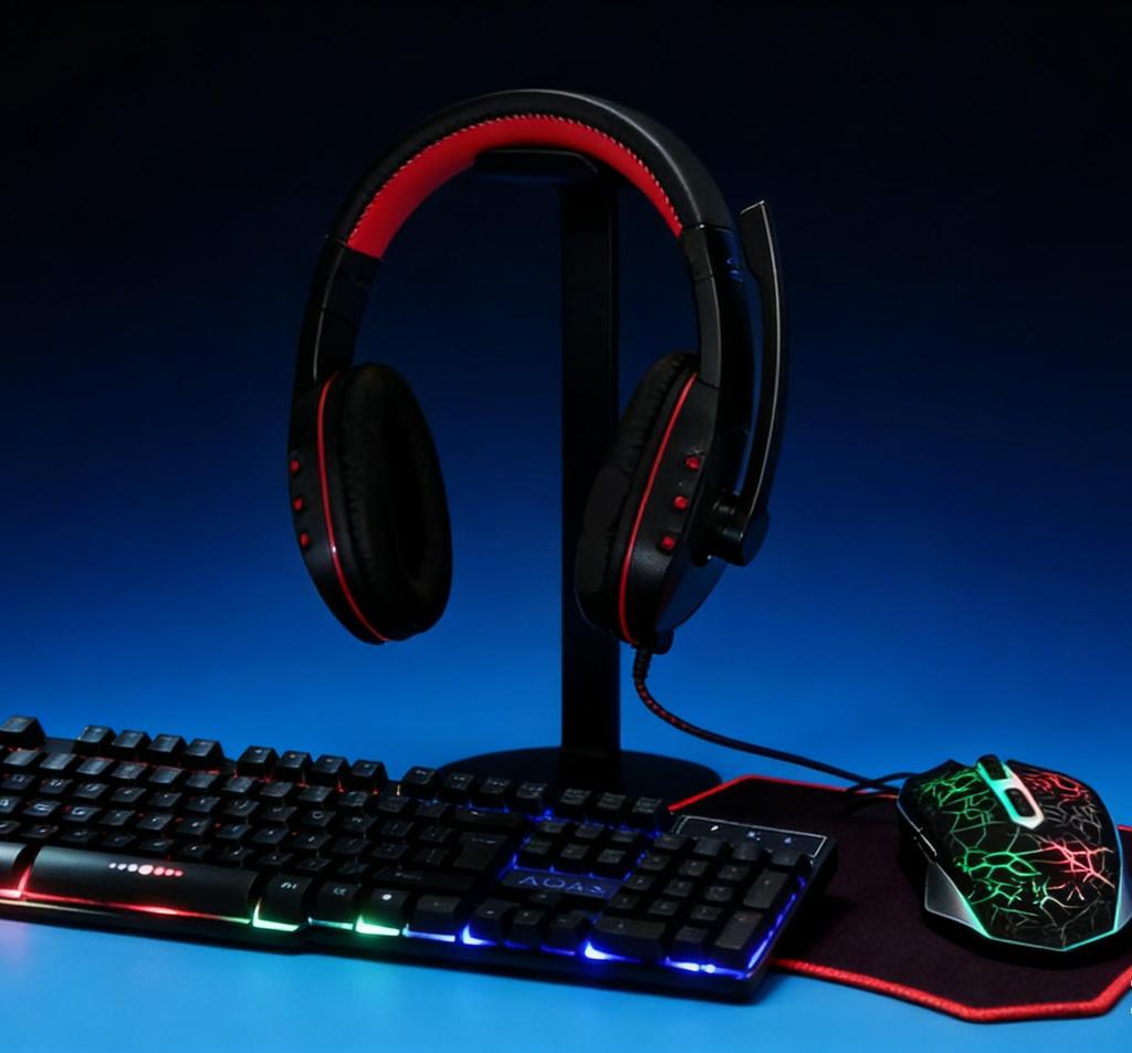 AOAS 4-in-1 Gaming Set: Backlit Keyboard + RGB Mouse + Headset with Mic + Mousepad, Immersive Play