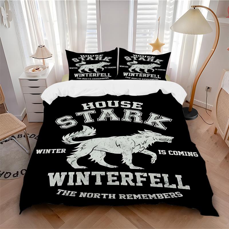 House Stark Winterfell Print 3Pcs Bedding Setduvet Cover With 2 Bedropillowcase Home Birthday Gift