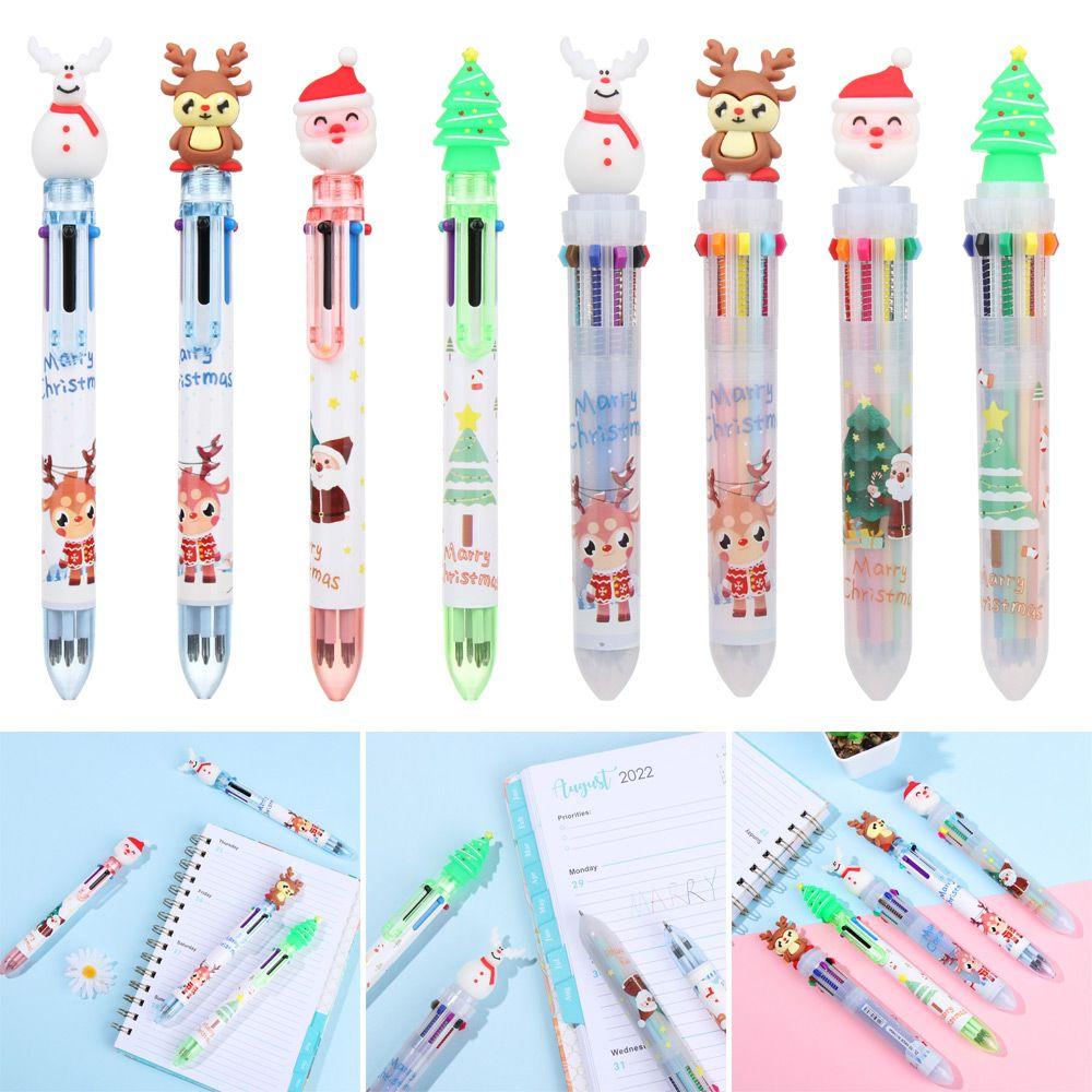 6/10Colors Cute Gifts School Xmas Stationery Merry Christmas Cartoon Ball-point Pen Santa Claus Pen