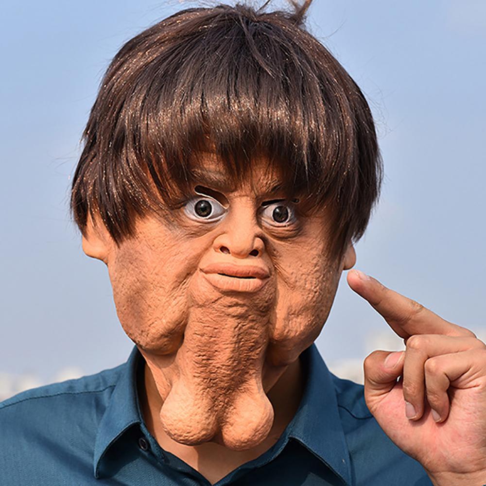 Забавная латексная маска на голову с двойным подбородком, костюмная вечеринка, реквизит для косплея, Новый год