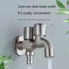 One-in-two-out Double Water Outlet Tap Stainless Steel Dual-water Tap  Washing Machine