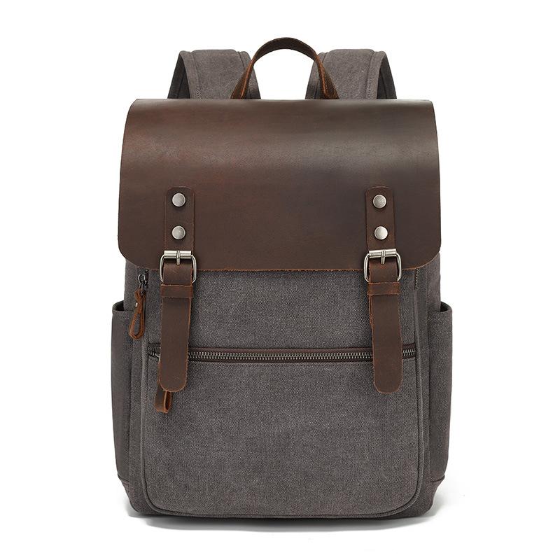 Men's and Women's Backpacks Retro Shoulder Travel Bag Computer Travel Bag Waxed Canvas Schoolbag