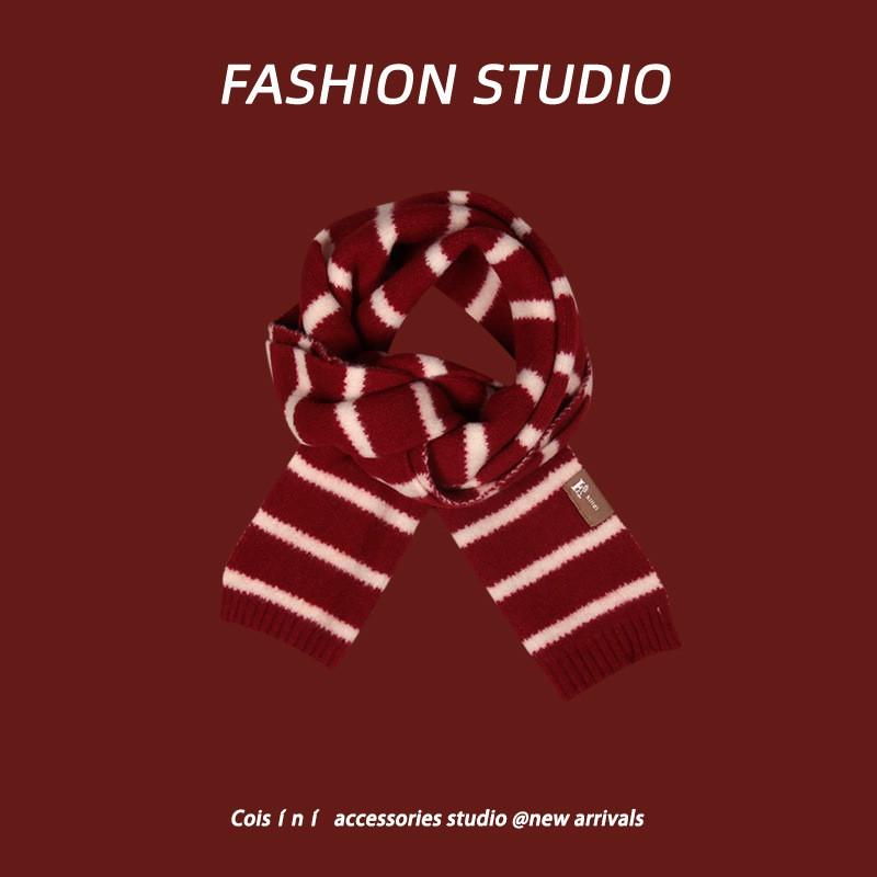Knitted Striped Scarf Women Warm Winter Accessory Casual College Style Lightweight Long Wrap