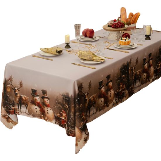 Прямоугольная скатерть на Рождество, водонепроницаемая, с рождественскими мотивами, леденцами, моющаяся, скатерть для дома, для званого ужина, для украшения