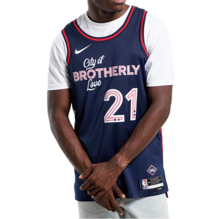 Nike Dri Fit НБА Свингмен Джоэл Эмбиид Филадельфия 76ers Городская версия 2023/24 Майка DX8515-420