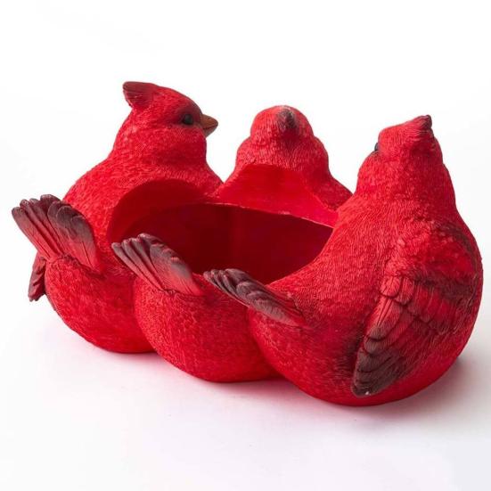 Фигурка из смолы с тремя красными птицами, цветочный горшок, устойчивый к атмосферным воздействиям, домашний и уличный настольный овощной горшок для трав, сочный горшок для домашнего украшения рабочего стола