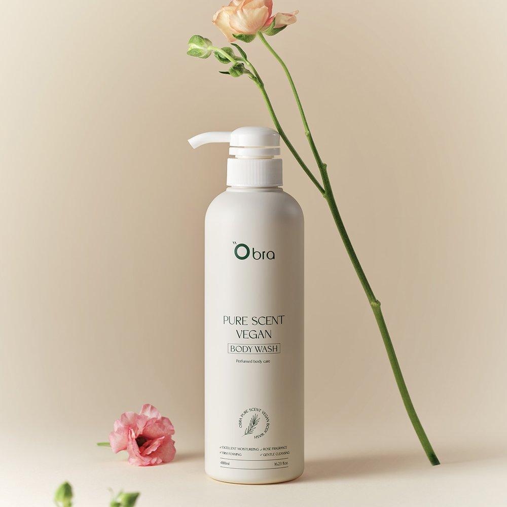 OBRA Body 2-piece set / Vegan certified whitening wrinkle improvement body lotion 480mL + wash 480mL + hotel towel set