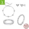 Блестящие серьги-пусеты с цирконом, Набор украшений, Изысканный и высококлассный браслет из стерлингового серебра S925.