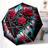 1pc Barbed Wire Roses Automatic Opening/closing Umbrella, Reinforced 8-Rib Construction, Compact Travel Umbrella Yy250808149