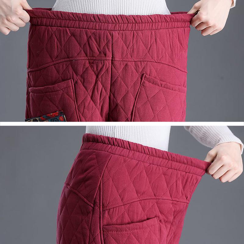 Брюки женские зимние повседневные карманные пэчворк мешковатые теплые штаны эластичный пояс снежные панталоны