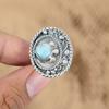 Natural Larimar Sterling Silver Wedding Wife Promise Anniversary Statement Ring
